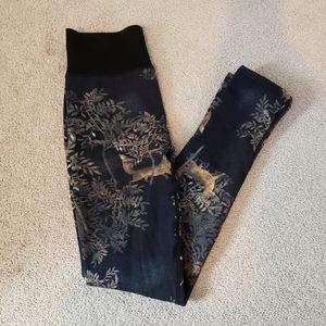 Lined Leggings, Black with Fox "Painting", Purchased from Simons